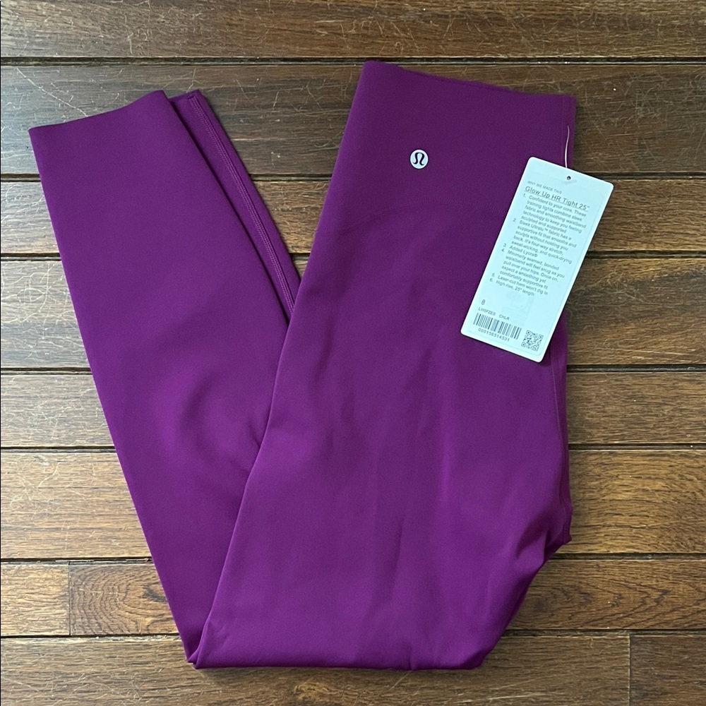 Lululemon Chilled Grape Purple Glow Up HR 25" Leggings Size 8 NWT